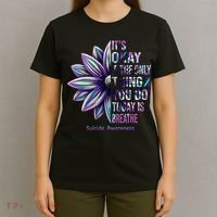 Suicide Prevention Awareness Teal Ribbon And Sunflower Gifts T-Shirt thumb 4