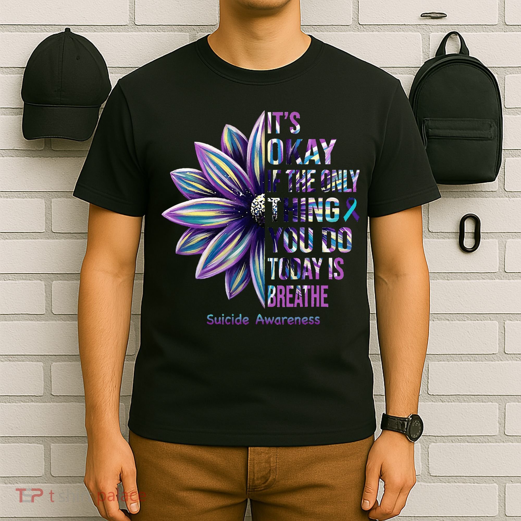 Suicide Prevention Awareness Teal Ribbon And Sunflower Gifts T-Shirt