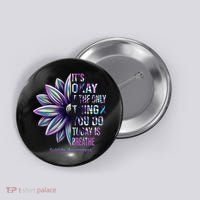 Suicide Prevention Awareness Teal Ribbon And Sunflower Gifts Button thumb 0