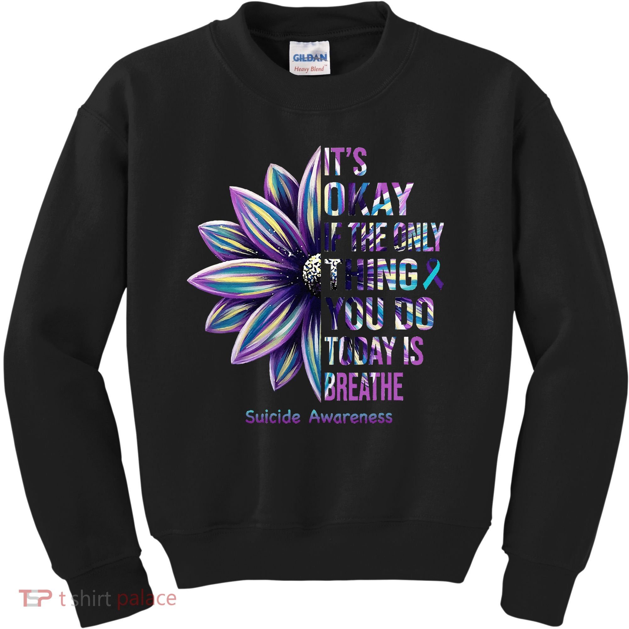 Suicide Prevention Awareness Teal Ribbon And Sunflower Gifts Kids Sweatshirt