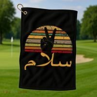 Salam Peace Arabic Retro Calligraphy Golf Towel thumb 1