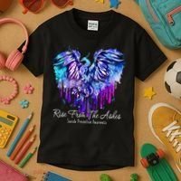 Suicide Prevention Awareness Phoenix Rise From The Ashes Kids T-Shirt thumb 3