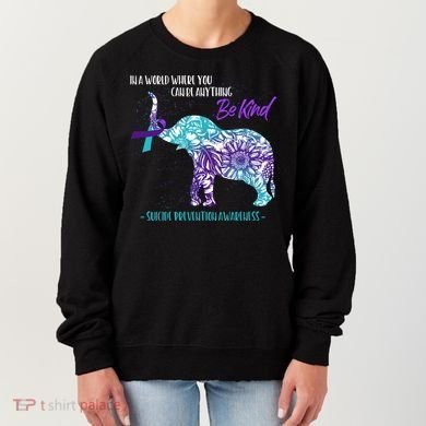 Suicide Prevention Awareness Sunflower Elephant Be Kind Gift Women's Sweatshirt