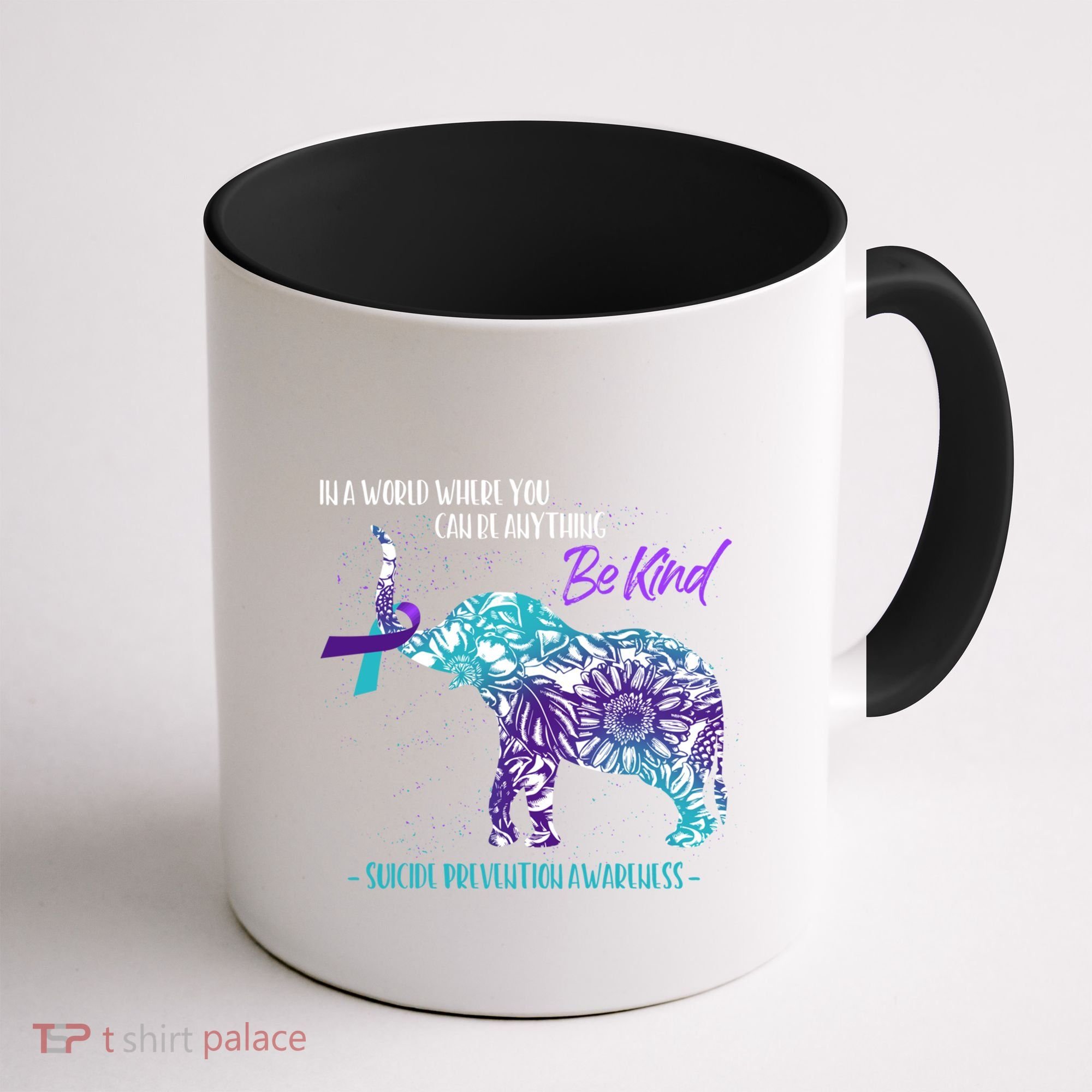 Suicide Prevention Awareness Sunflower Elephant Be Kind Gift Coffee Mug
