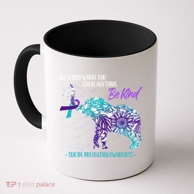 Suicide Prevention Awareness Sunflower Elephant Be Kind Gift Coffee Mug