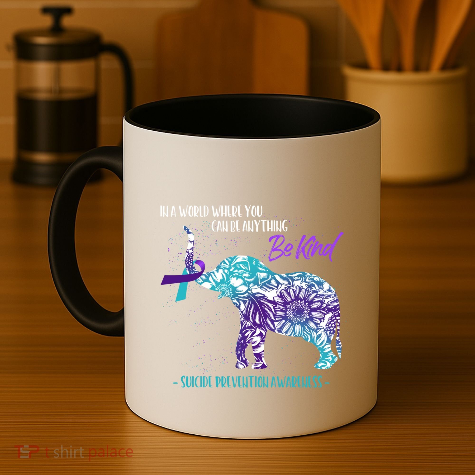 Suicide Prevention Awareness Sunflower Elephant Be Kind Gift Coffee Mug