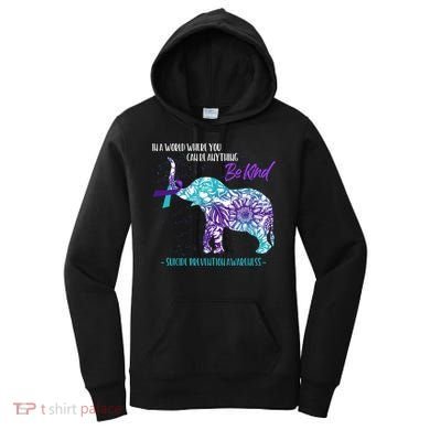 Suicide Prevention Awareness Sunflower Elephant Be Kind Gift Women's Hoodie