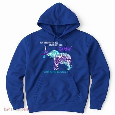 Suicide Prevention Awareness Sunflower Elephant Be Kind Gift Hoodie