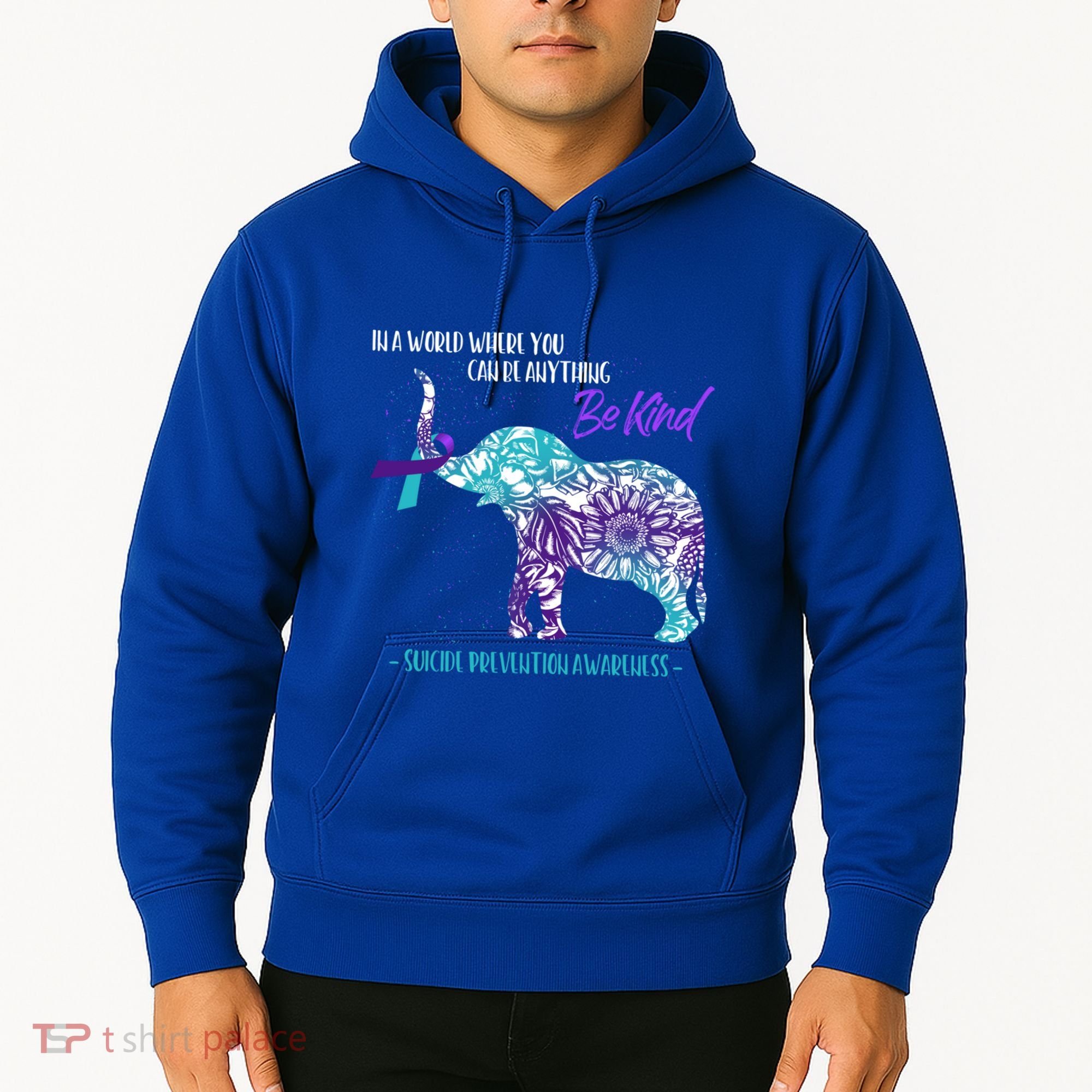 Suicide Prevention Awareness Sunflower Elephant Be Kind Gift Hoodie
