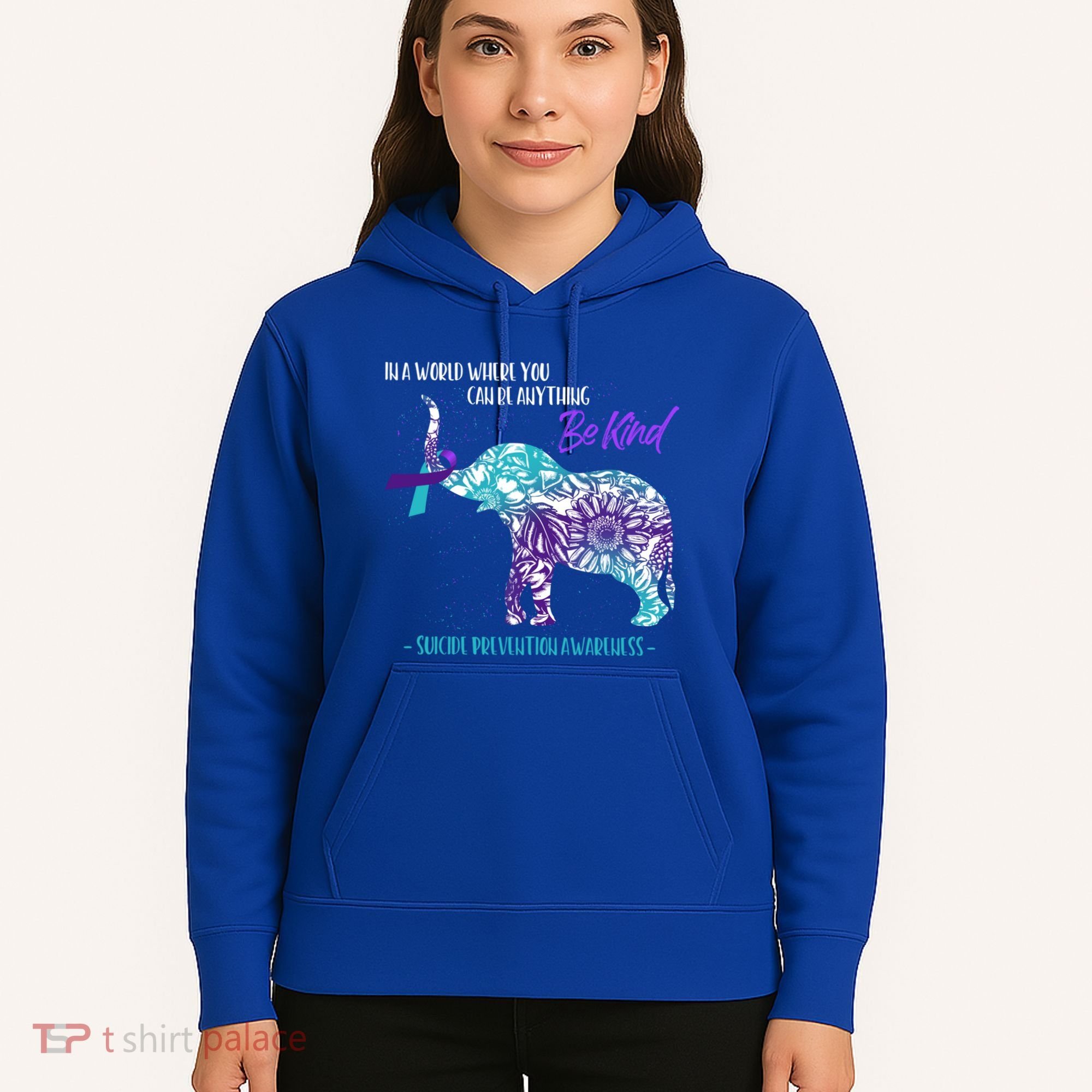 Suicide Prevention Awareness Sunflower Elephant Be Kind Gift Hoodie