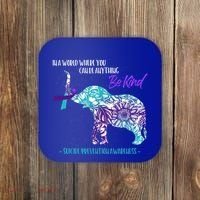Suicide Prevention Awareness Sunflower Elephant Be Kind Gift Coaster thumb 0