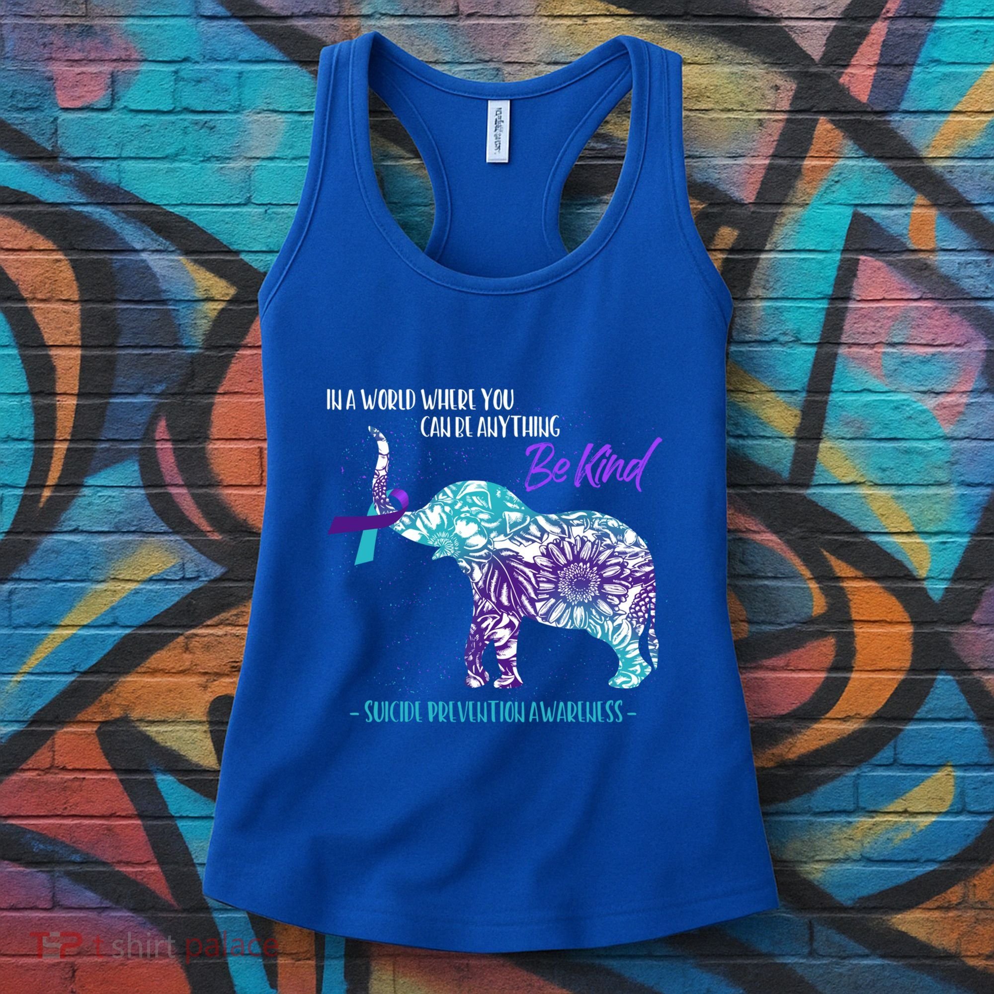 Suicide Prevention Awareness Sunflower Elephant Be Kind Gift Women's Tank Top