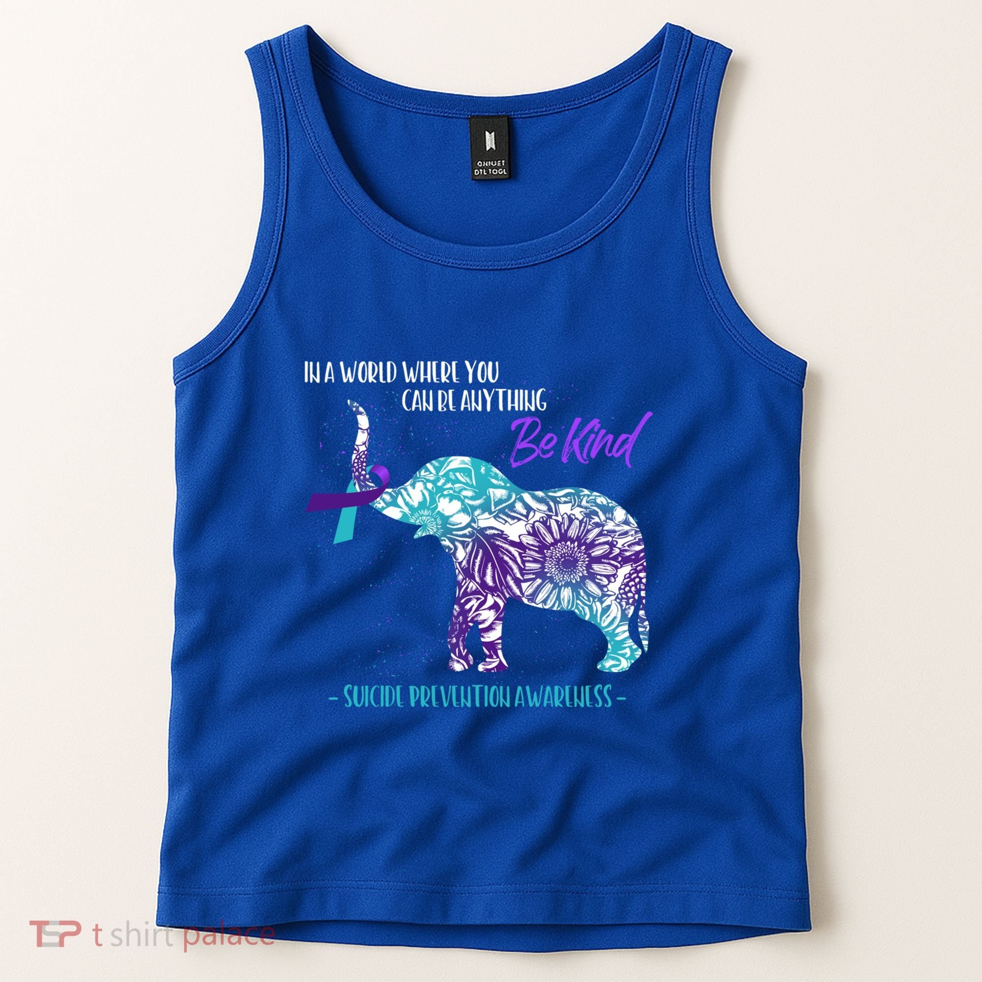 Suicide Prevention Awareness Sunflower Elephant Be Kind Gift Tank Top