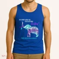 Suicide Prevention Awareness Sunflower Elephant Be Kind Gift Tank Top thumb 3