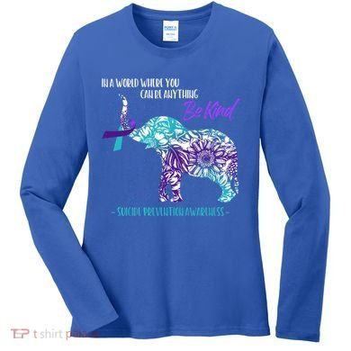 Suicide Prevention Awareness Sunflower Elephant Be Kind Gift Women's Long Sleeve Shirt