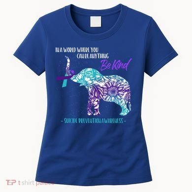 Suicide Prevention Awareness Sunflower Elephant Be Kind Gift Women's T-Shirt
