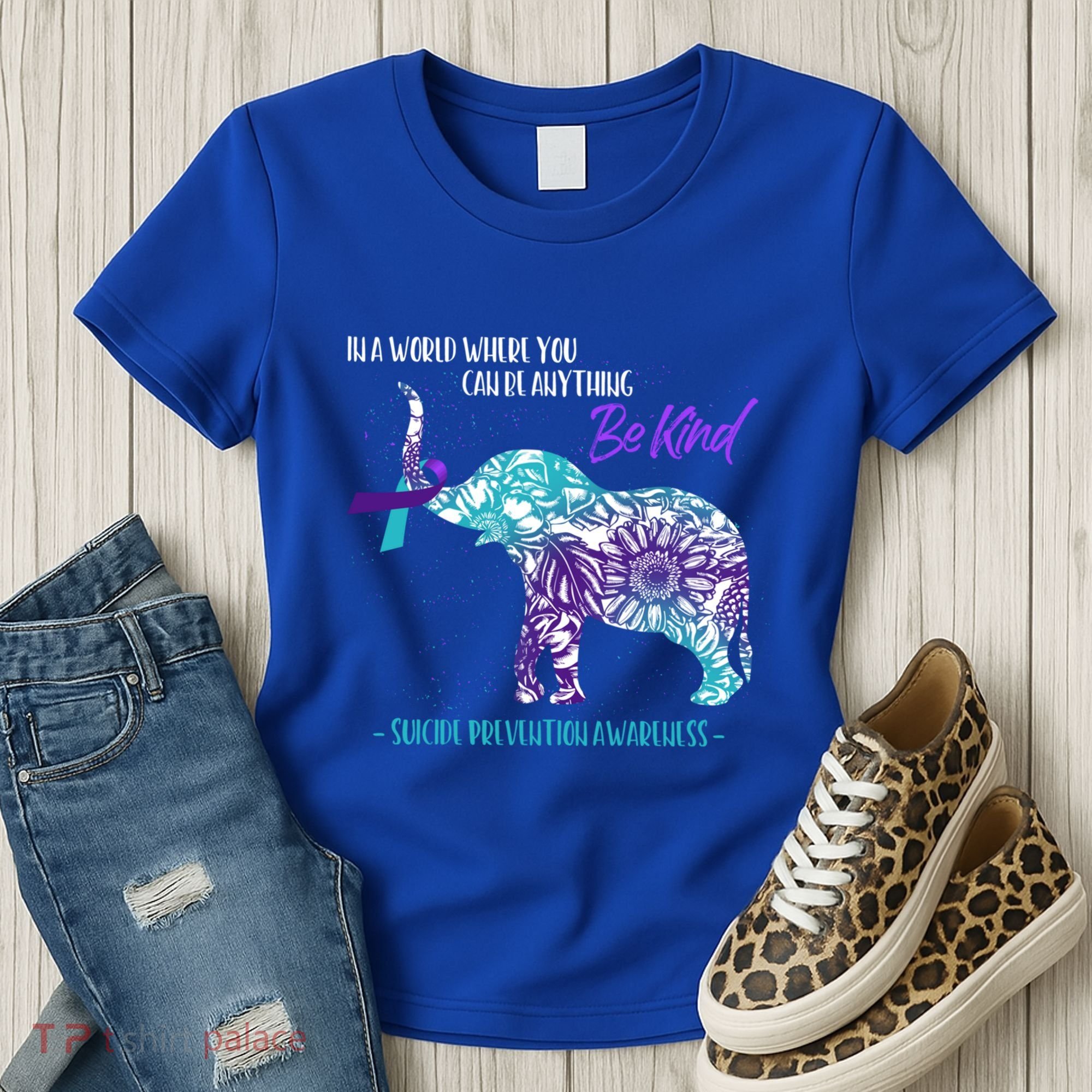 Suicide Prevention Awareness Sunflower Elephant Be Kind Gift Women's T-Shirt