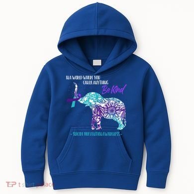 Suicide Prevention Awareness Sunflower Elephant Be Kind Gift Kids Hoodie