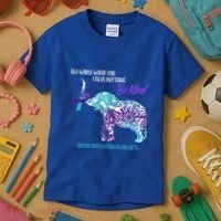 Suicide Prevention Awareness Sunflower Elephant Be Kind Gift Kids T-Shirt thumb 3