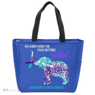 Suicide Prevention Awareness Sunflower Elephant Be Kind Gift Tote Bag