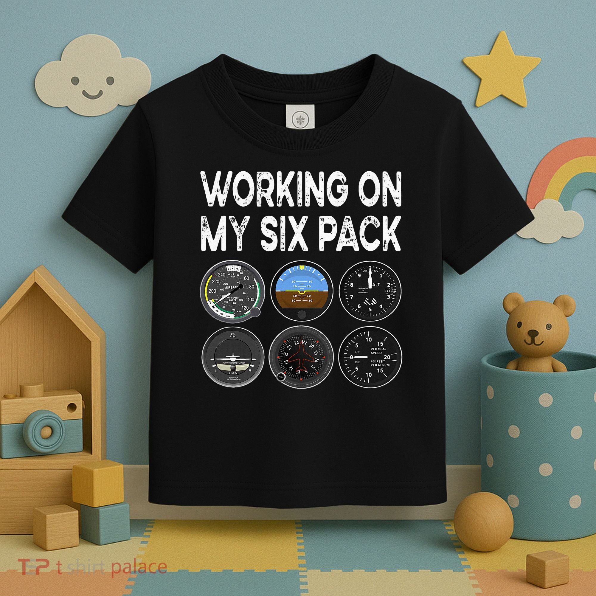 Six Pack Accessorie Pilot Aviation Flying Airplane Toddler T-Shirt