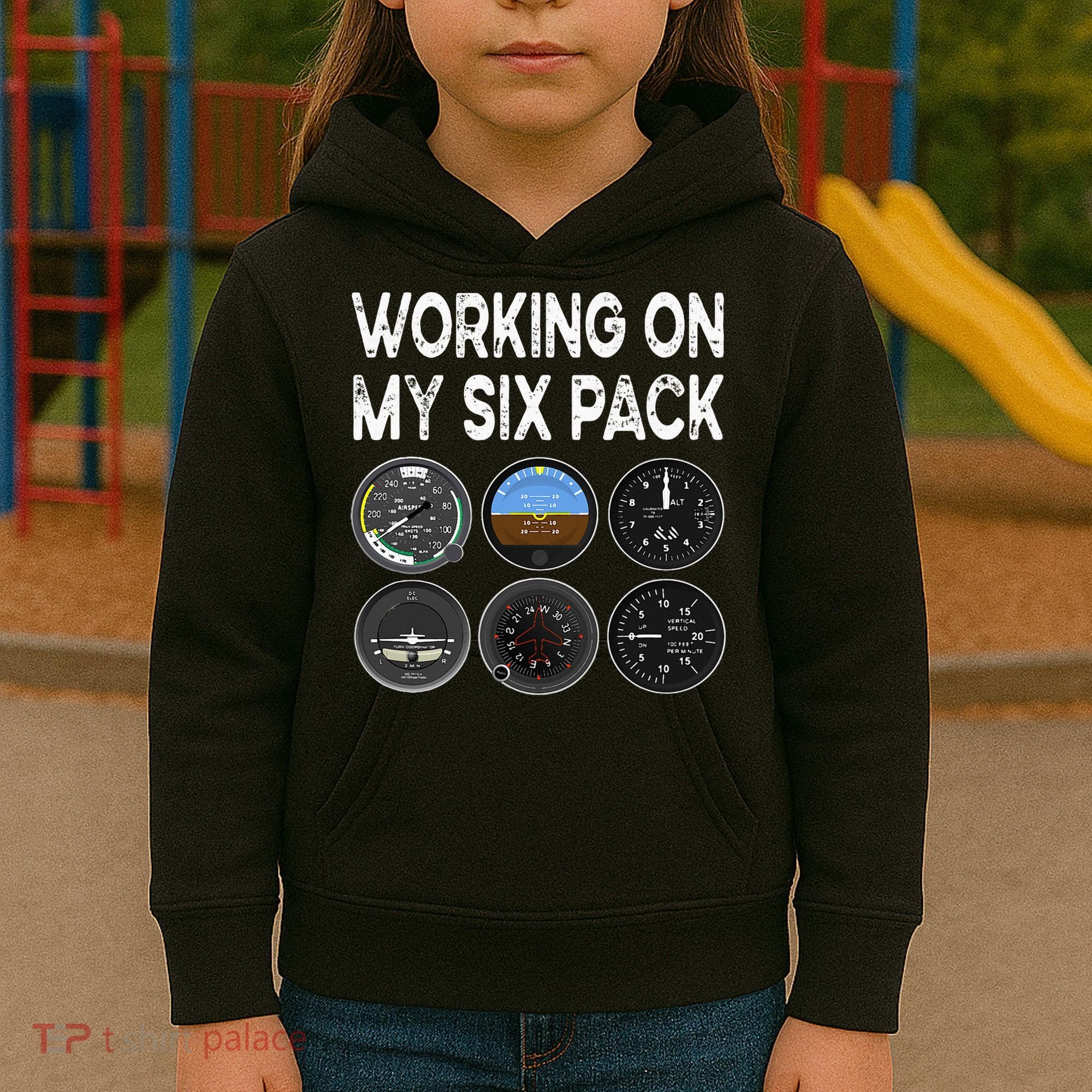 Six Pack Accessorie Pilot Aviation Flying Airplane Kids Hoodie