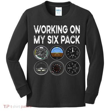 Six Pack Accessorie Pilot Aviation Flying Airplane Kids Long Sleeve Shirt