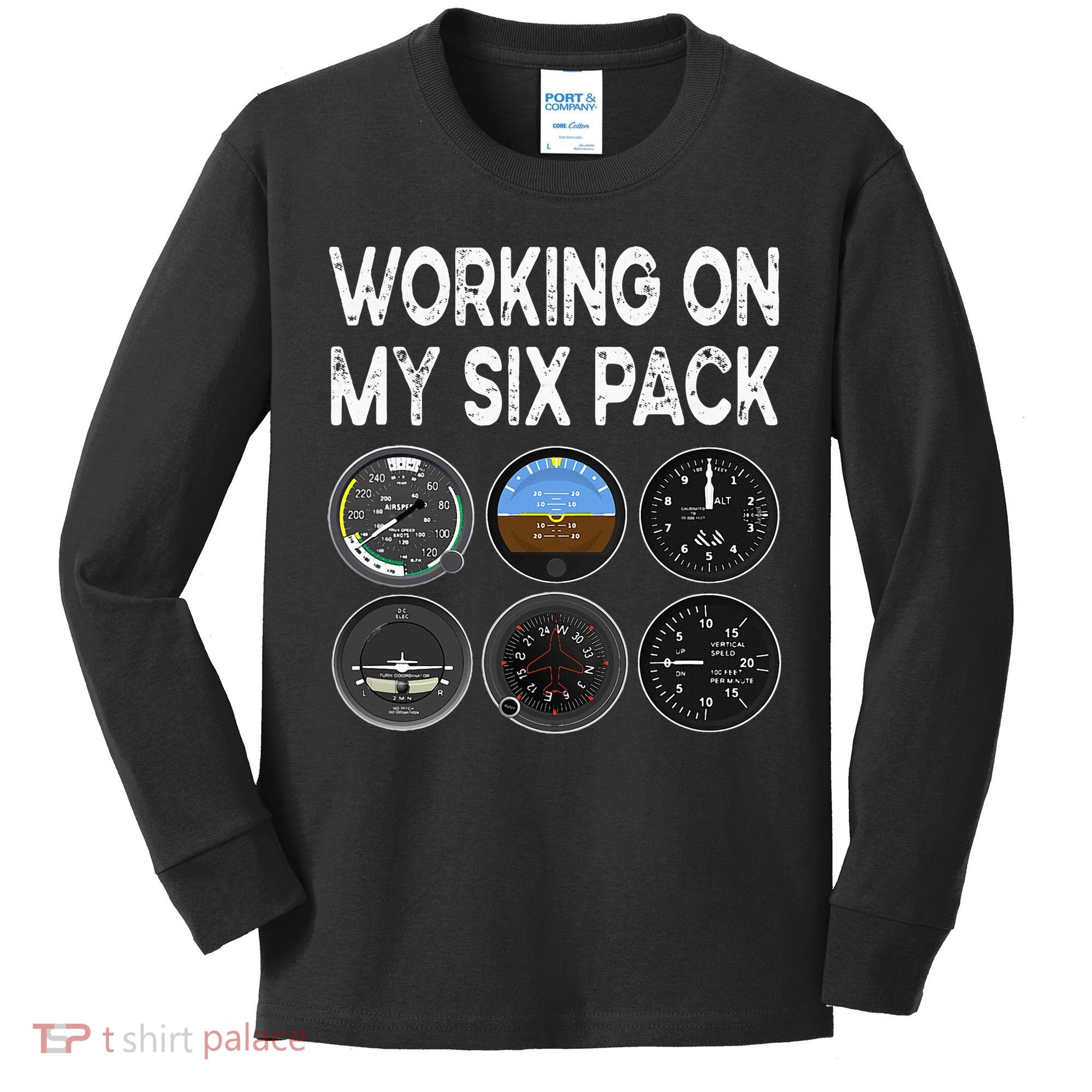 Six Pack Accessorie Pilot Aviation Flying Airplane Kids Long Sleeve Shirt