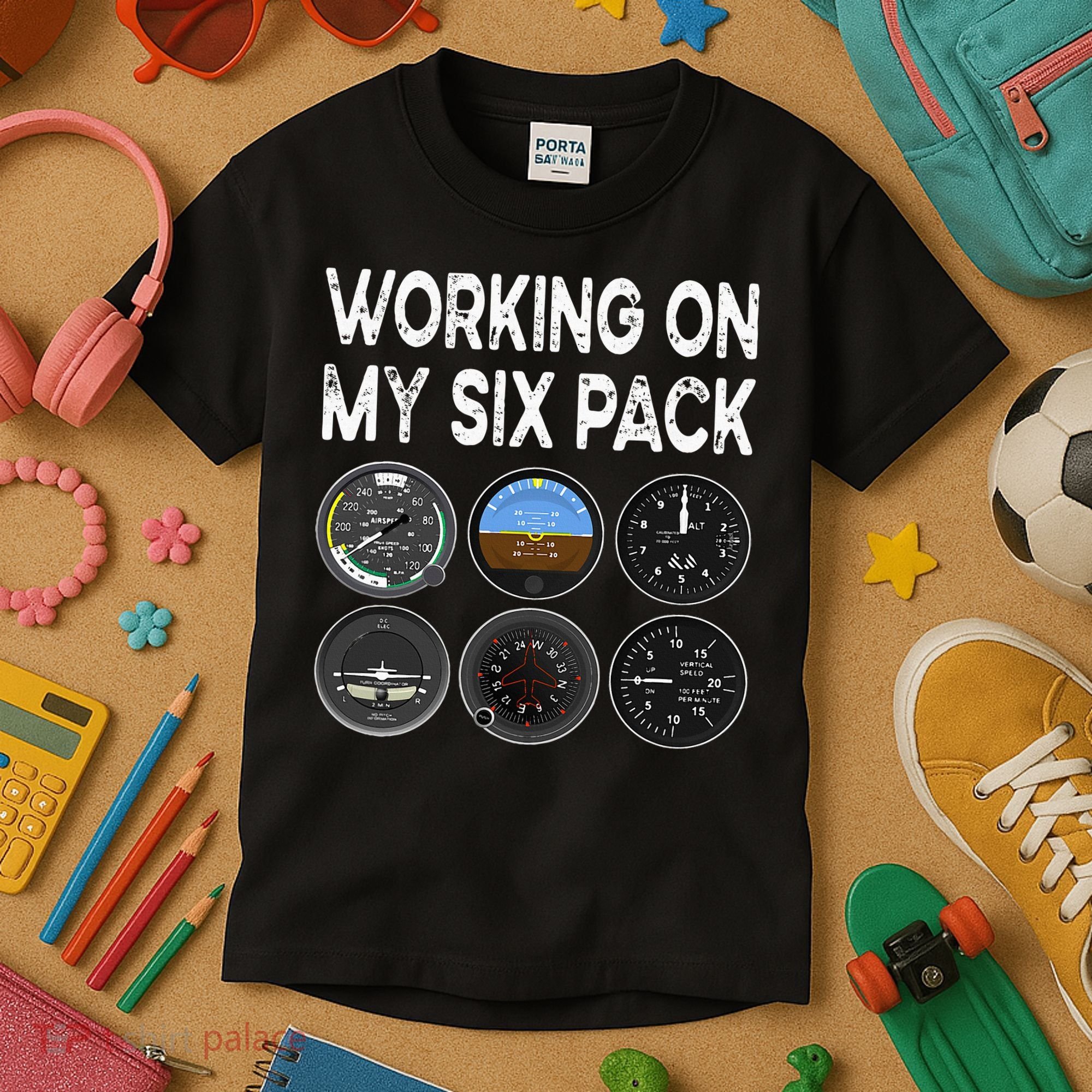 Six Pack Accessorie Pilot Aviation Flying Airplane Kids T-Shirt