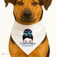 Suicide Prevention Awareness Hair Bun Ribbon USA-Made Doggie Bandana thumb 1