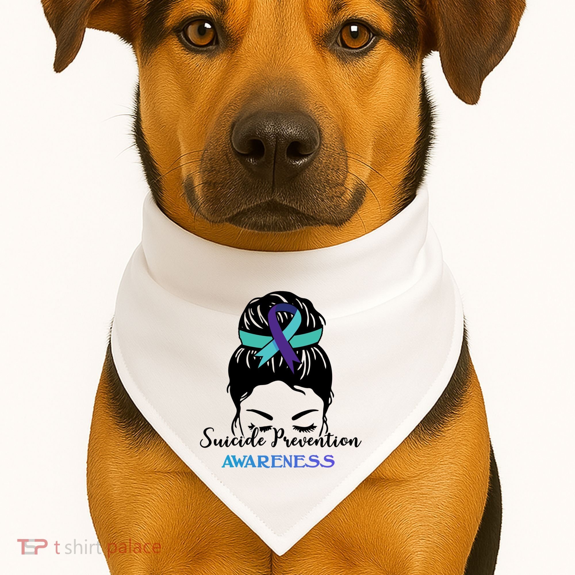 Suicide Prevention Awareness Hair Bun Ribbon USA-Made Doggie Bandana