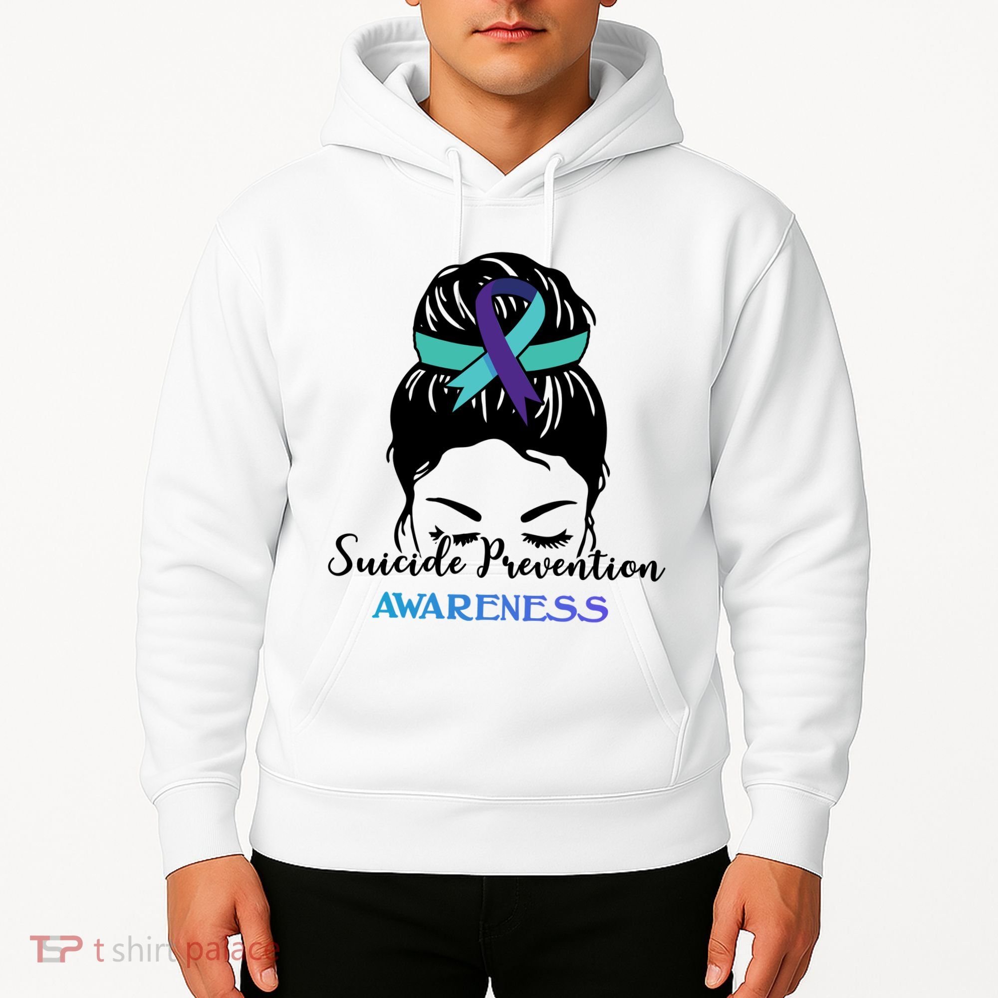 Suicide Prevention Awareness Hair Bun Ribbon Hoodie