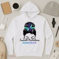Suicide Prevention Awareness Hair Bun Ribbon Hoodie thumb 3