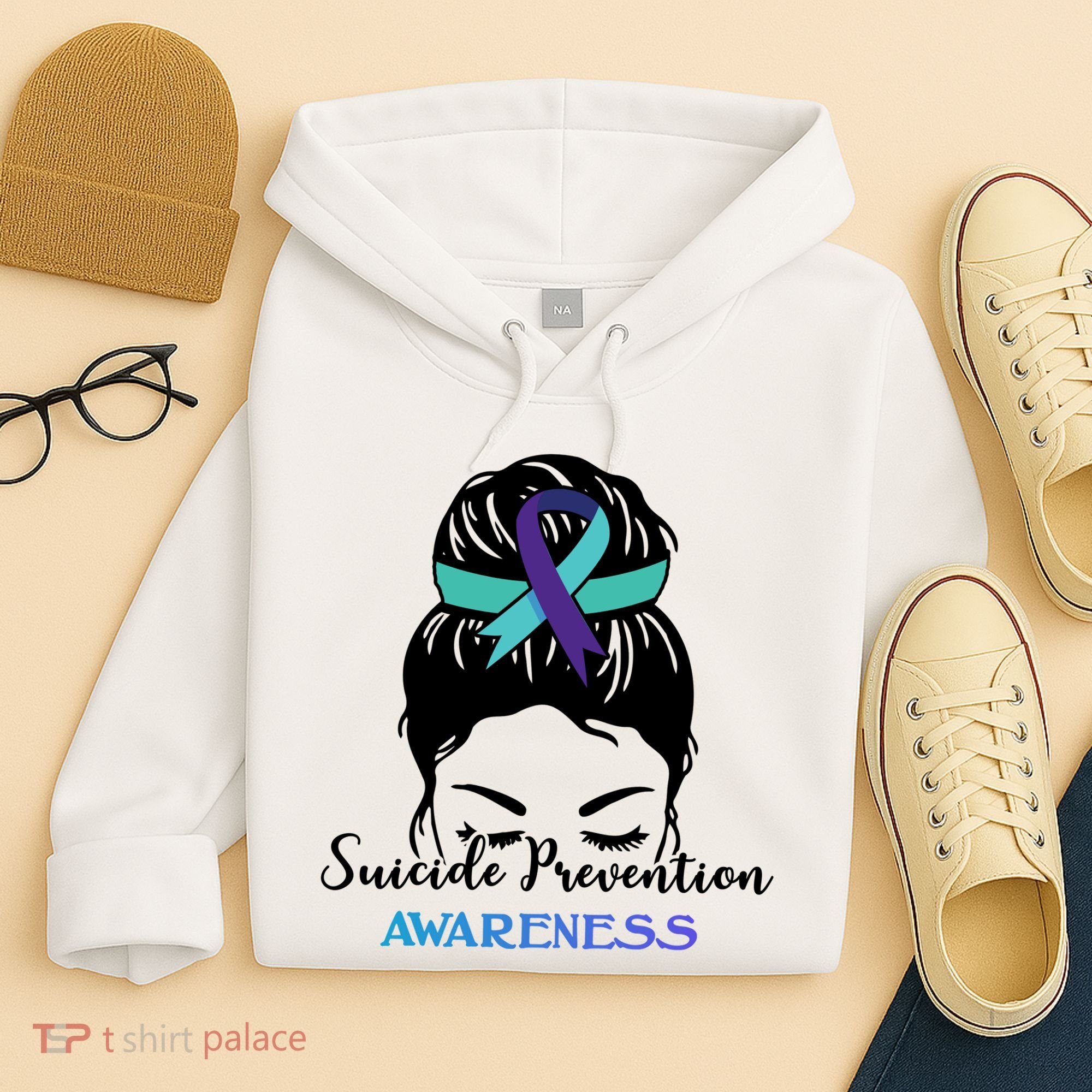 Suicide Prevention Awareness Hair Bun Ribbon Hoodie