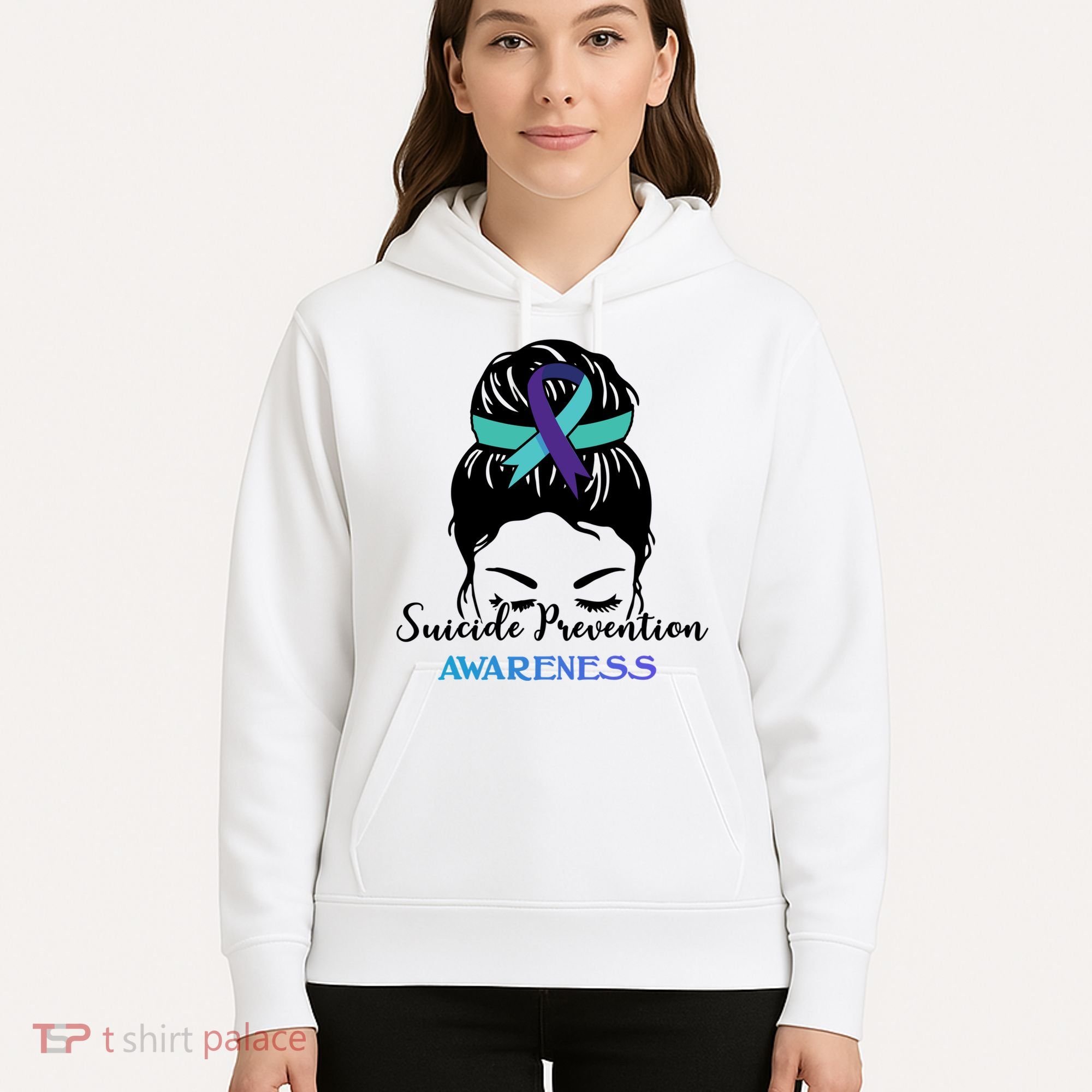 Suicide Prevention Awareness Hair Bun Ribbon Hoodie