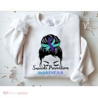 Suicide Prevention Awareness Hair Bun Ribbon Sweatshirt thumb 2