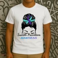 Suicide Prevention Awareness Hair Bun Ribbon T-Shirt thumb 3