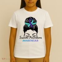 Suicide Prevention Awareness Hair Bun Ribbon T-Shirt thumb 4