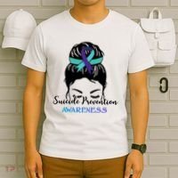 Suicide Prevention Awareness Hair Bun Ribbon T-Shirt thumb 6