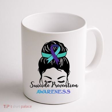 Suicide Prevention Awareness Hair Bun Ribbon Coffee Mug back