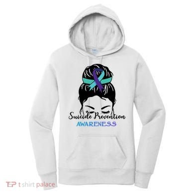 Suicide Prevention Awareness Hair Bun Ribbon Women's Hoodie