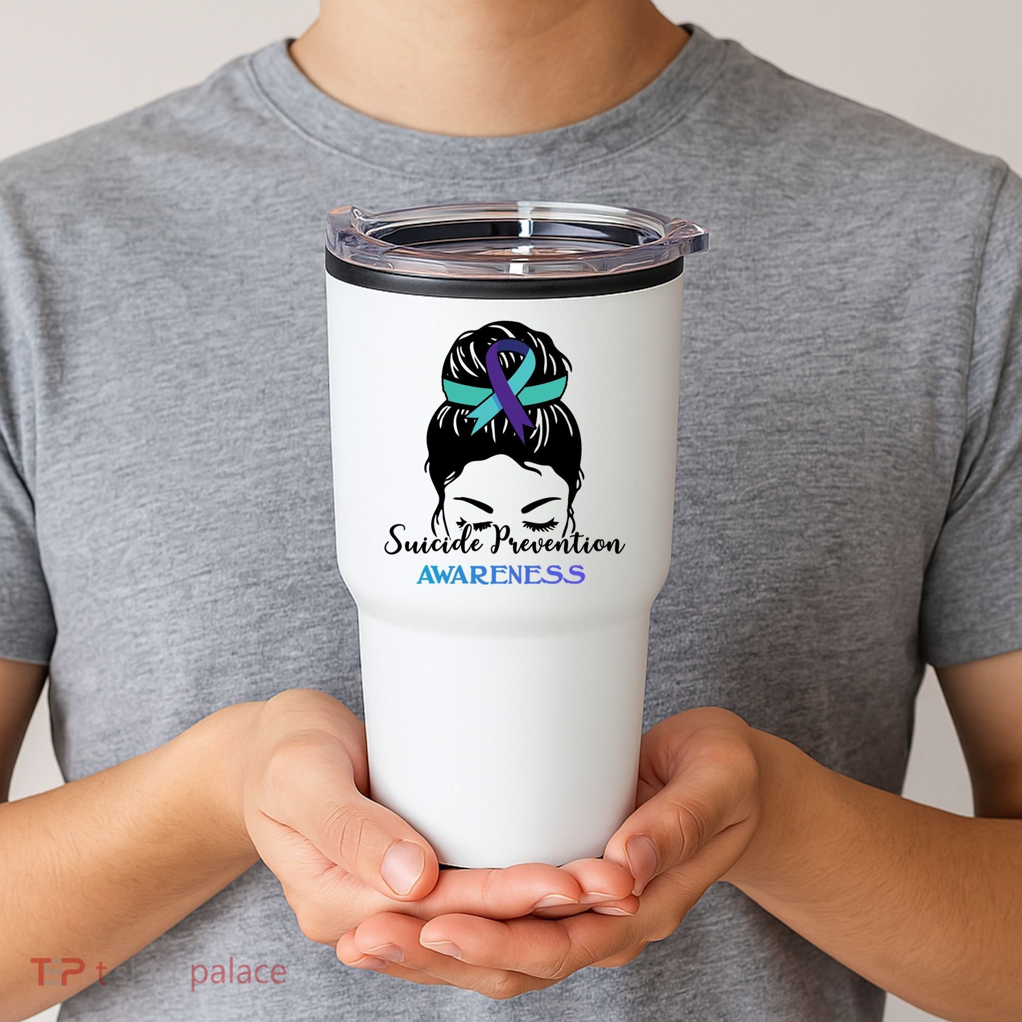 Suicide Prevention Awareness Hair Bun Ribbon Tumbler