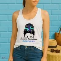 Suicide Prevention Awareness Hair Bun Ribbon Women's Tank Top thumb 2