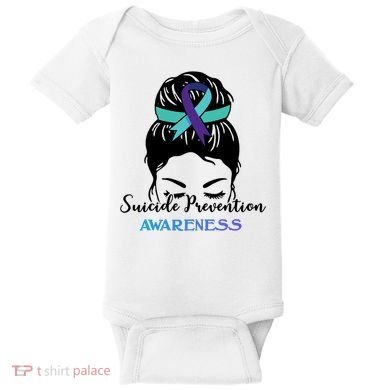 Suicide Prevention Awareness Hair Bun Ribbon Baby Bodysuit