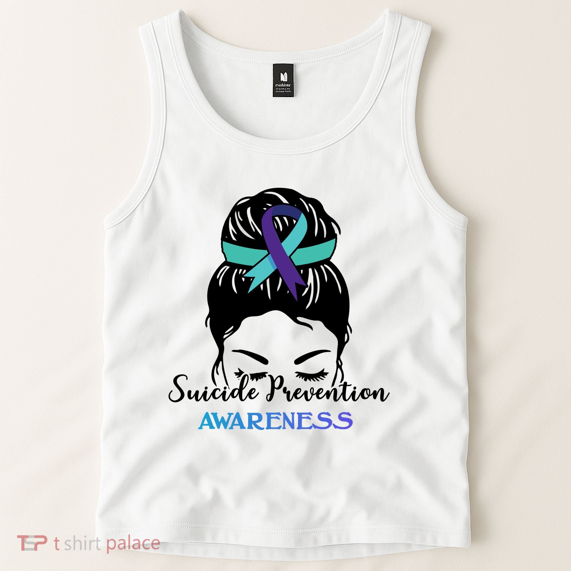 Suicide Prevention Awareness Hair Bun Ribbon Tank Top