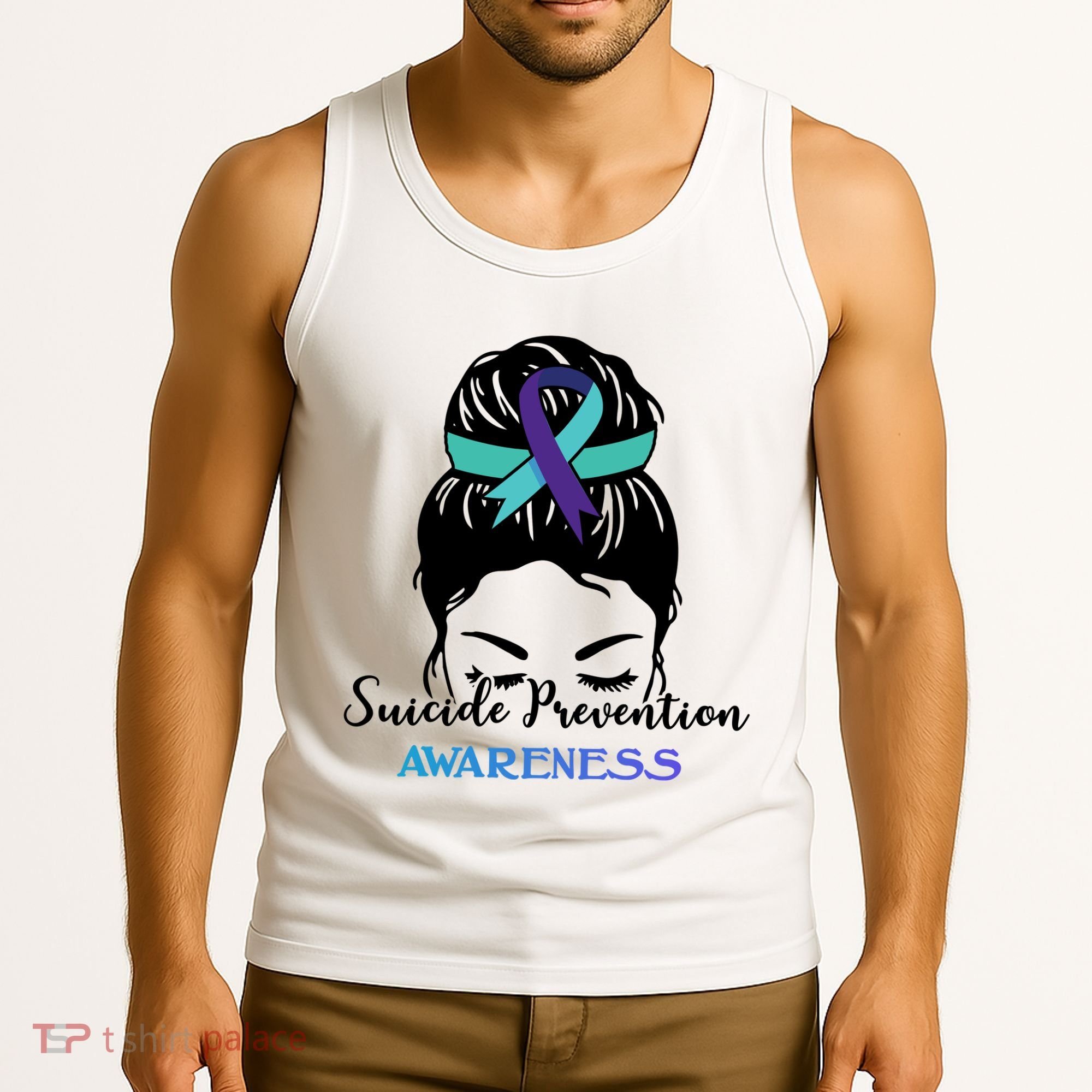 Suicide Prevention Awareness Hair Bun Ribbon Tank Top