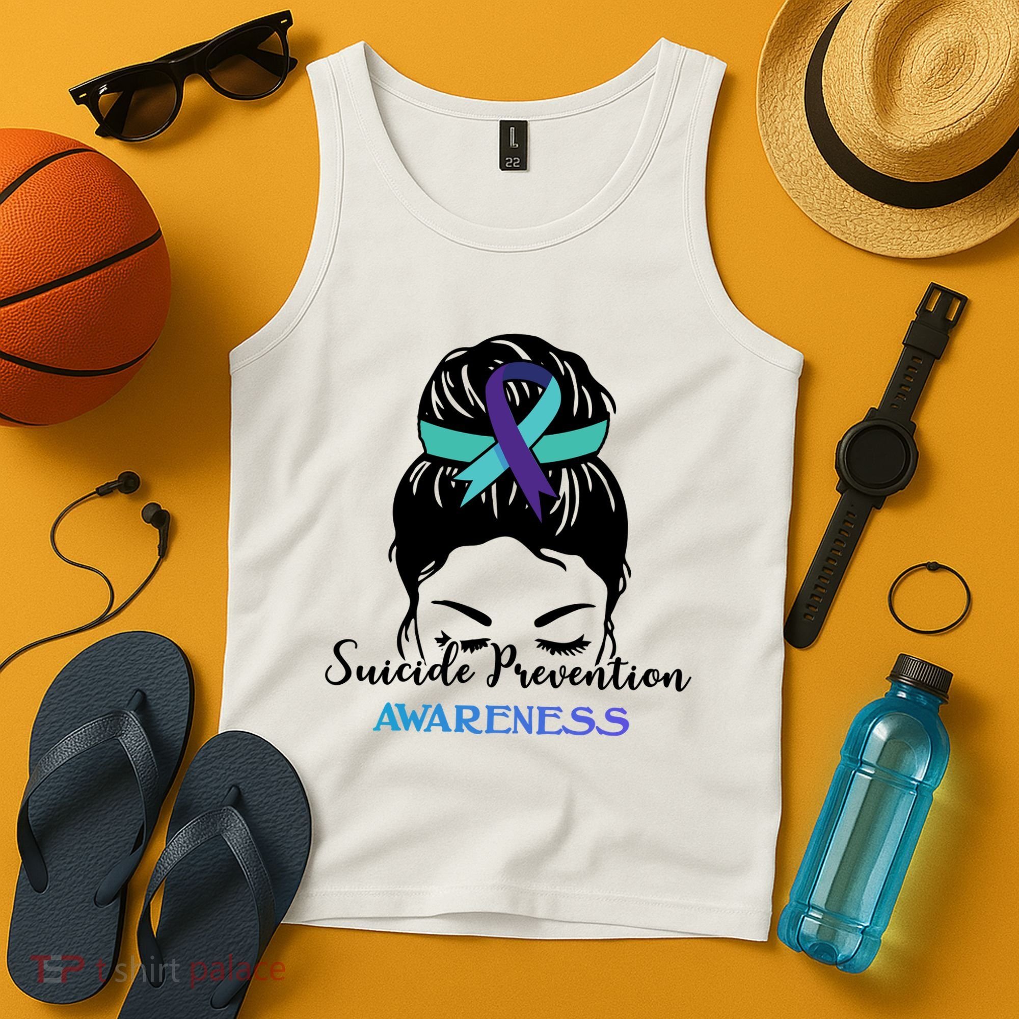 Suicide Prevention Awareness Hair Bun Ribbon Tank Top