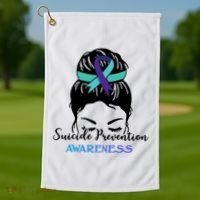 Suicide Prevention Awareness Hair Bun Ribbon Golf Towel thumb 1