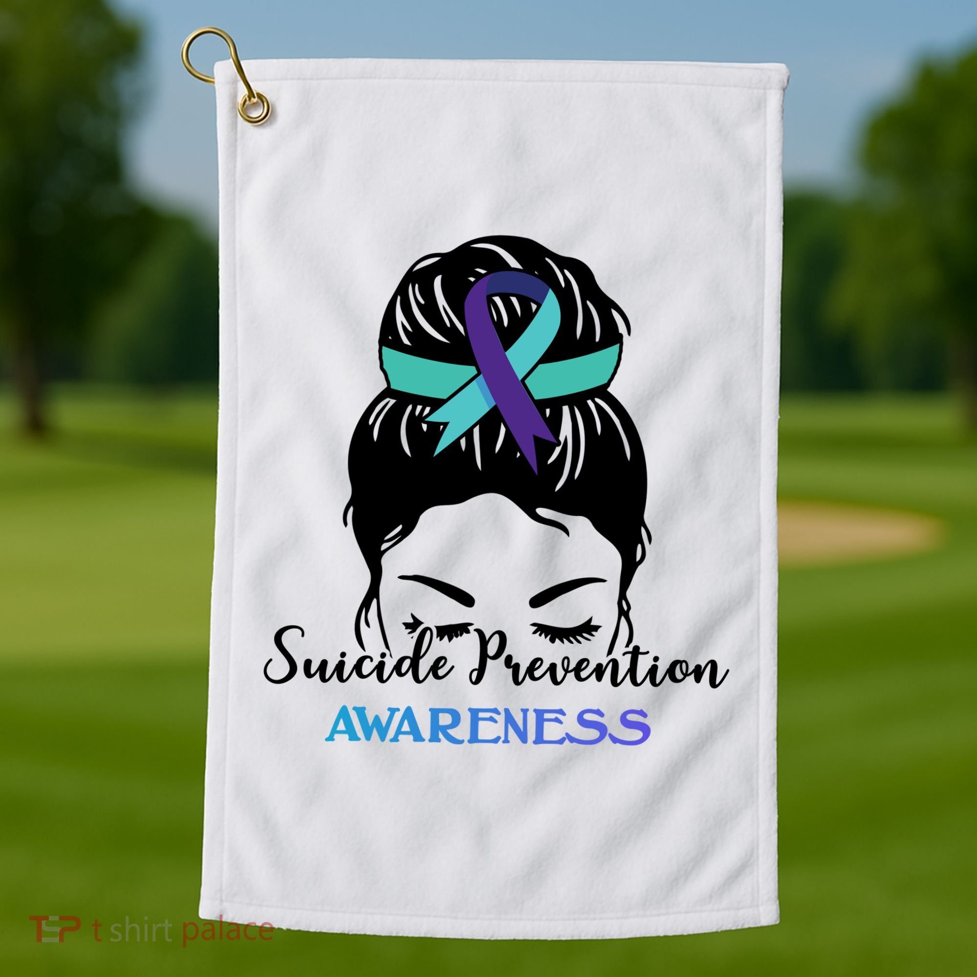 Suicide Prevention Awareness Hair Bun Ribbon Golf Towel
