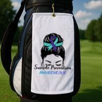 Suicide Prevention Awareness Hair Bun Ribbon Golf Towel thumb 2